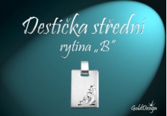 Destička střední B - přívěsek stříbřený